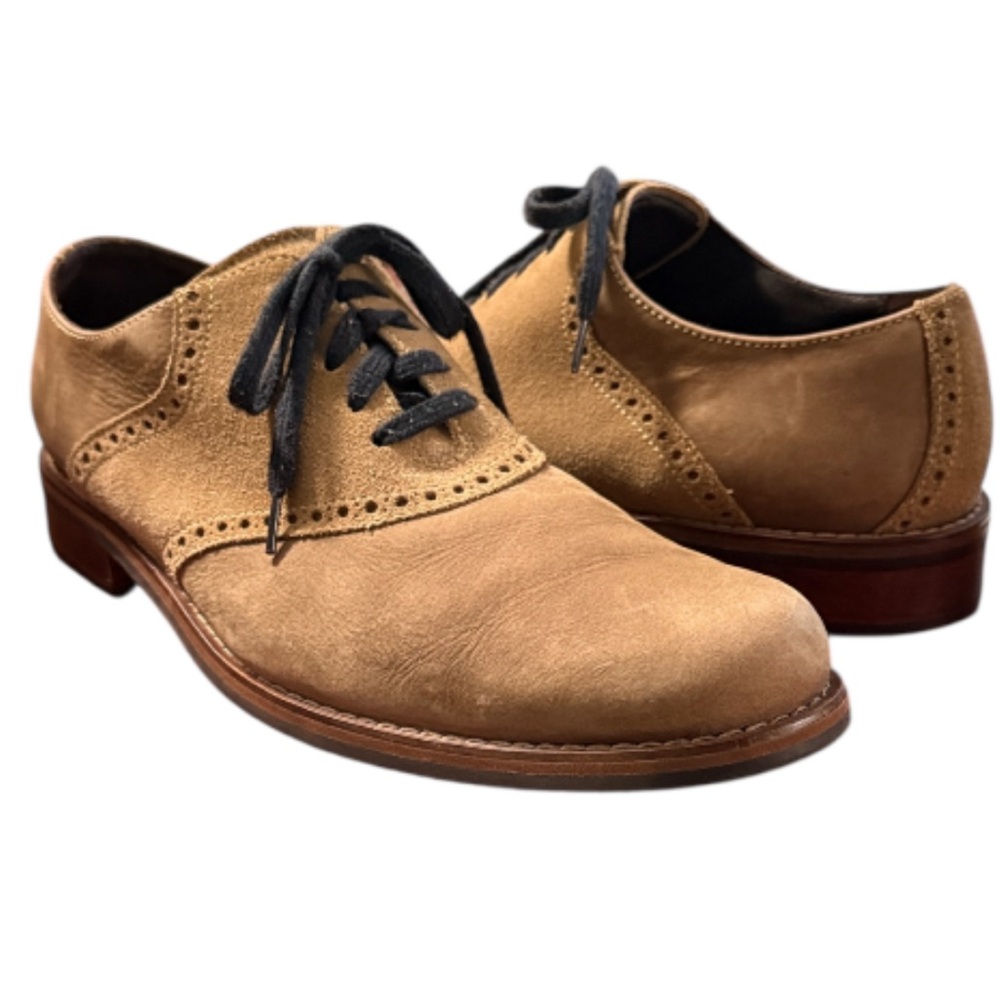 Cole Haan Men's Tan 2 Tone Suede Saddle Oxford Shoes 11.5 EUC